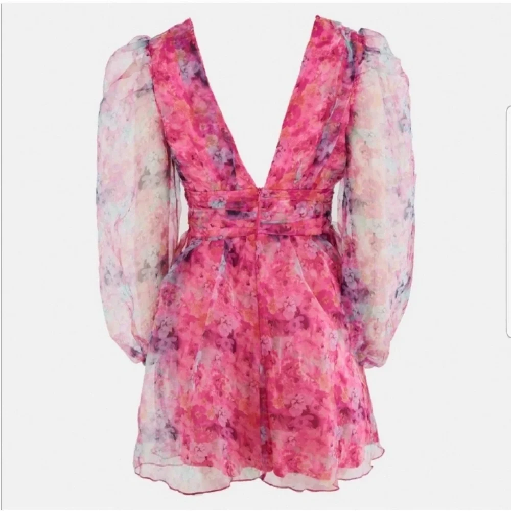 Selkie Style Pink Floral Mini coquette Barbie Puff Dress size 2 - Picture 8 of 10